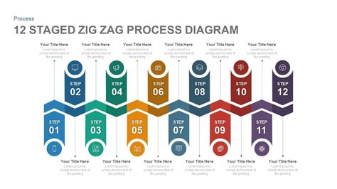 12 Staged Zig Zag Process Diagram Powerpoint Template And Keynote