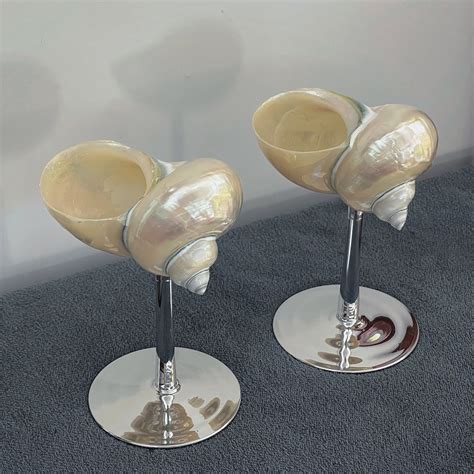 Silver Goblet Cocktail Glasses Popular Birthday T For 2024 Shell Martini Glasses Seashell