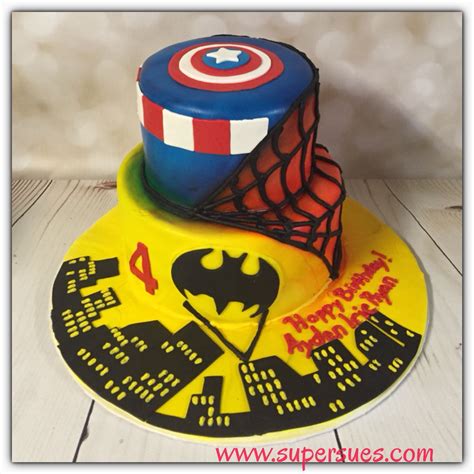 Superhero Cake Batman Spider Man Captain America