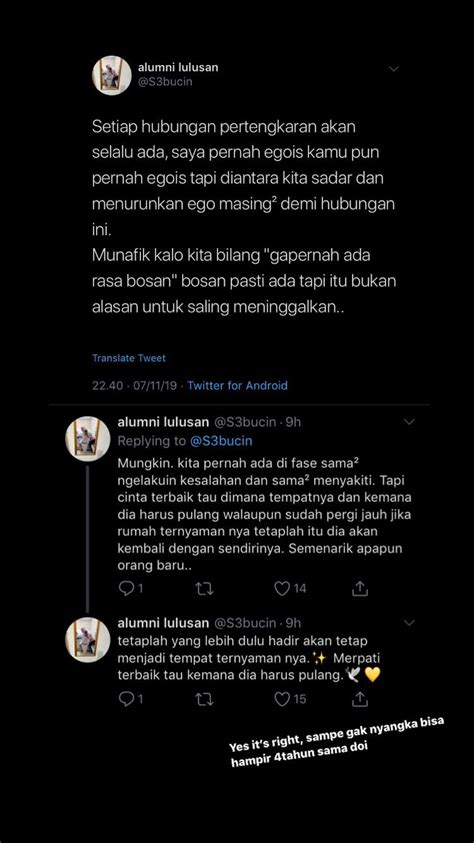 Aug 03, 2021 · nah, itu tadi kumpulan caption ig keren dan kekinian yang bisa kamu gunakan pada posting feed agar mendapatkan lebih banyak likes, geng. Pin Oleh Nirmasptri Di Twitter Kata Kata Indah Kata Kata Motivasi Teks Romantis
