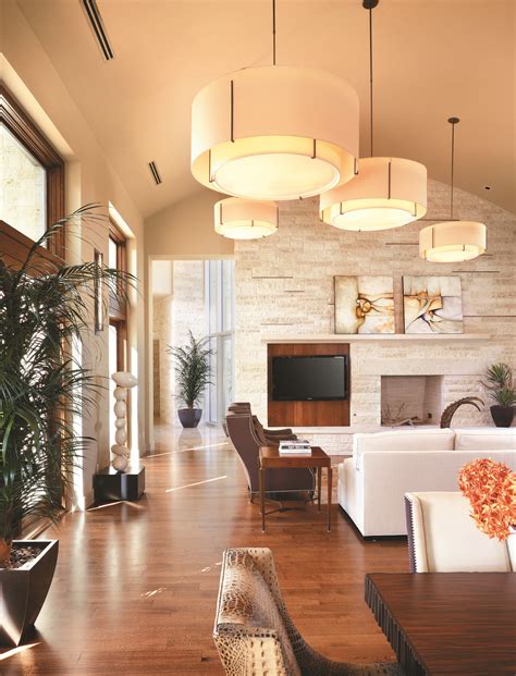 Add To An Abundance Of Natural Light With Warm Toned Drum Pendants That