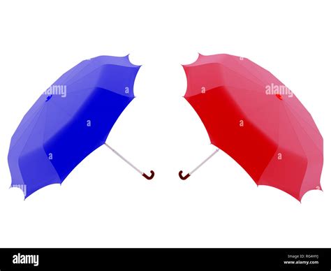 High Resolution Image Red And Blue Umbrella 3d Illustration Over White