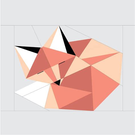 Sleeping Fox Paper Piecing Pattern 16 X 16 Quilt Block By