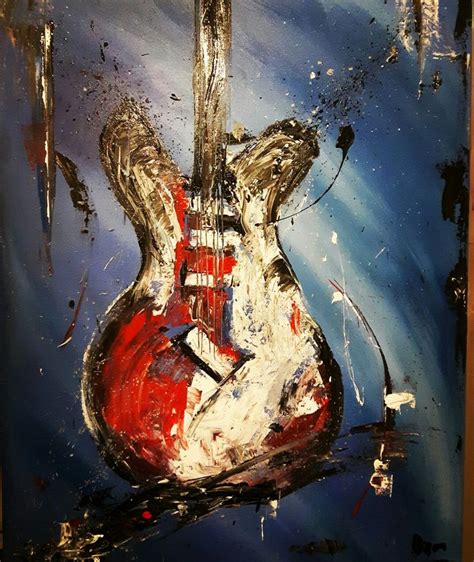 Paula Jarman Artwork Abstract Guitar Painting With Acrylic On Box