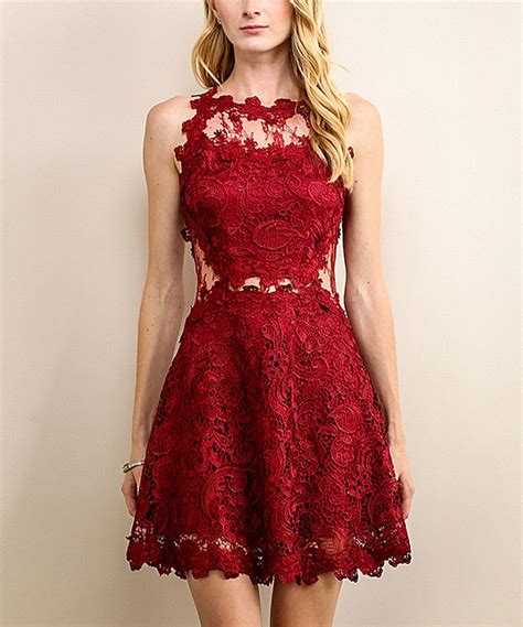 Look At This Soiéblu Cranberry Sheer Back Lace Dress On Zulily Today