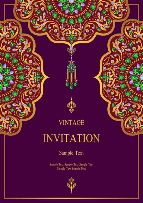 india styles vintage invitation card vector template