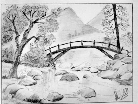 Shading Landscape Drawing at PaintingValley.com | Explore collection of Shading Landscape Drawing