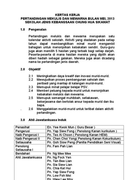 Dewan munsyi sekolah menengah kebangsaan seri nering. Kertas Kerja Pertandingan Melukis Dan Mewarna