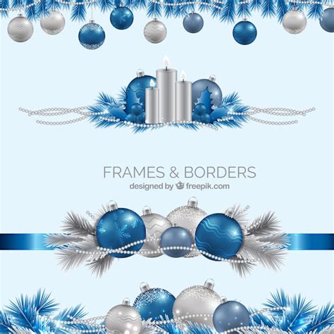 Realistic Blue And Silver Christmas Borders Vector Free Download