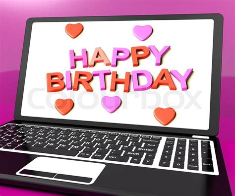 This looks akin to a basket loaded with fruits. Happy Birthday On Laptop Computer ... | Stock image ...