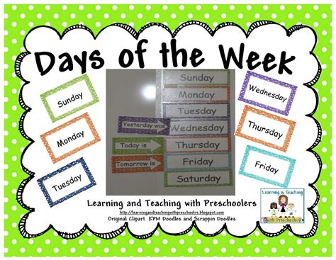 learning  teaching  preschoolers days   week freebie