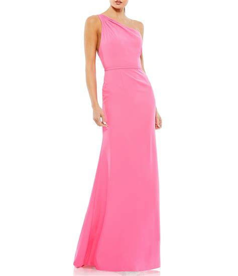 Mac Duggal Asymmetrical Ruched One Shoulder Sleeveless Open Back Detail