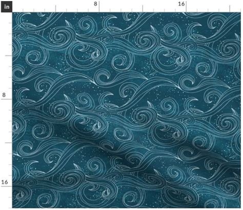 Wild Waves Fabric By The Yard Wave Fabric Ocean Fabric Etsy Australia