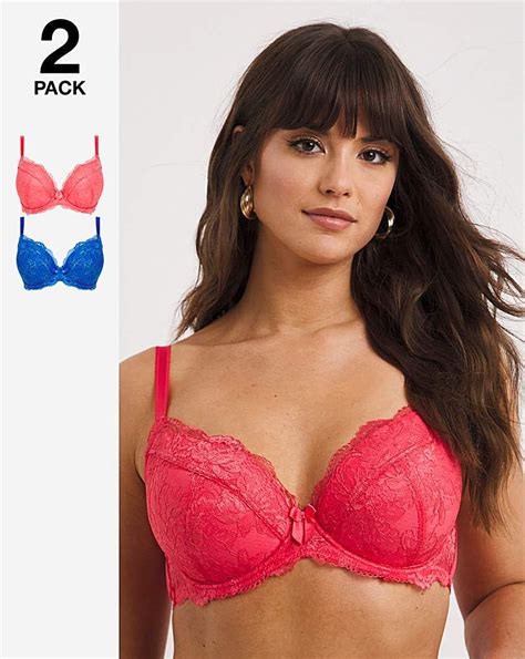 Pretty Secrets 2 Pack Ella Lace Padded Plunge Wired Bras Simply Be In 2023 Pretty Secrets