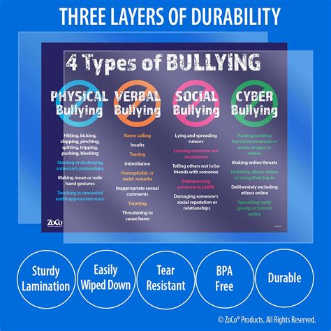 4 Types Of Bullying Poster Laminated 17 X 22 In Anti Bullying