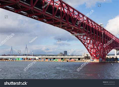 Minato Bridge Osaka Japan Doubledeck Cantilever Stock Photo 542636725