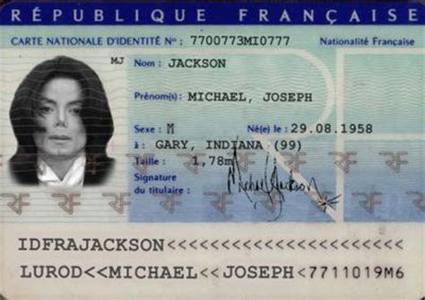 Dans tous les pays de l'union européenne ; Carte d'identité nationale de Michael Jackson - blog ...