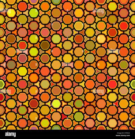 Vector Seamless Multicolor Orange Shades Rounded Hexagon Honeycomb Line