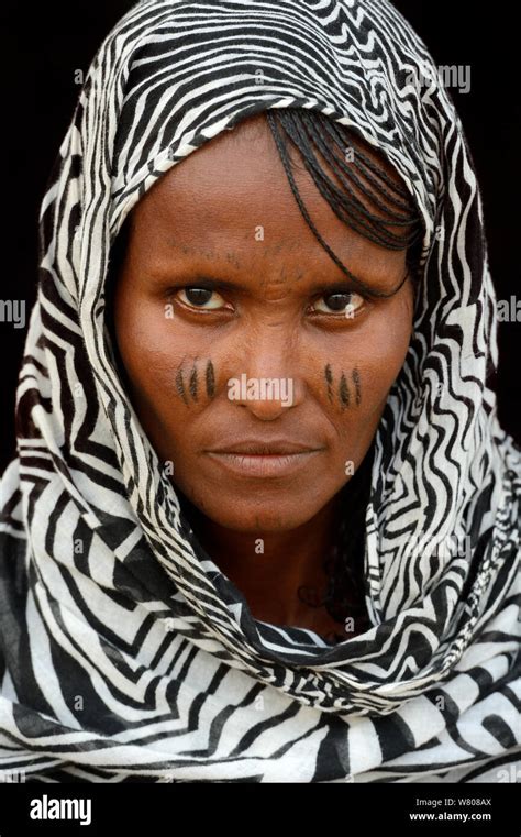 Head Portrait Of Afar Tribe Woman With Facial Tattoos Skin