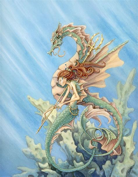 Mermaid And Sea Dragon By Tinadh On Deviantart Mermaid Artwork