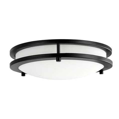 Hampton Bay Flaxmere 12 In Matte Black Dimmable Led Flush Mount Ceiling Light With Frosted