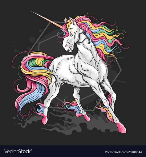 Unicorn Full Color Rainbow Hair Royalty Free Vector Image