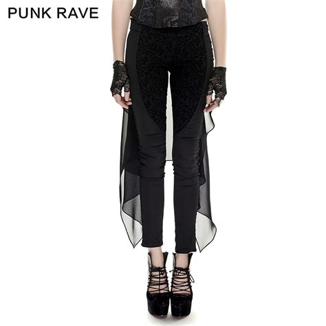 Punk Rave Sexy Women Floral Pattern Gothic Elastic Skinny Mesh Forktail Trousers K 247 In Pants