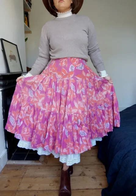 Vintage Laura Ashley 70s Made In Wales Carno Prairie Gypsy Skirt Size M