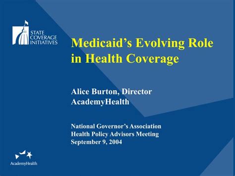 Ppt Medicaids Evolving Role In Health Coverage Alice Burton Director Academyhealth