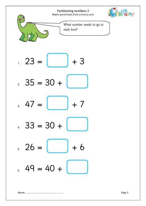 Partitioning Numbers Worksheet Year 2