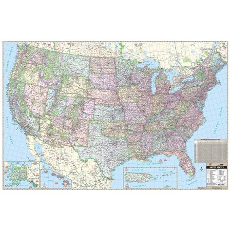 Laminated Wall Map Of Usa United States Map