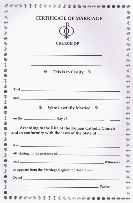 Catholic Marriage Certificate Template