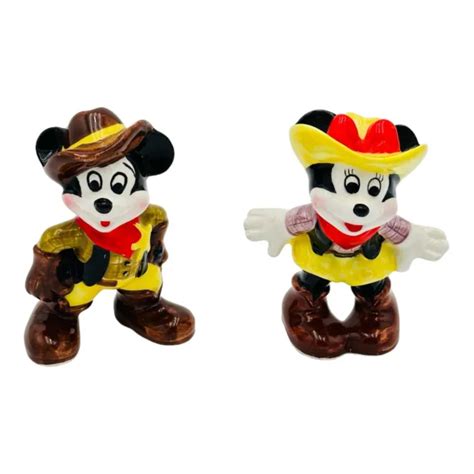Disney Cowboy Mickey Mouse Cowgirl Minnie Mouse Ceramic Figurines