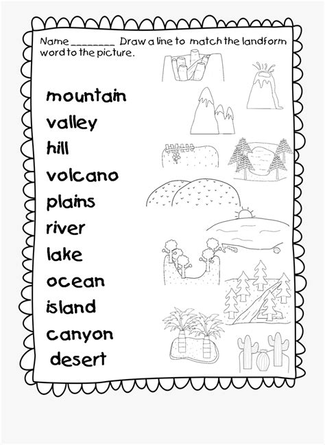 Social studies worksheets and online exercises language: Lake Clipart Landform Plain - Landforms Worksheet For ...