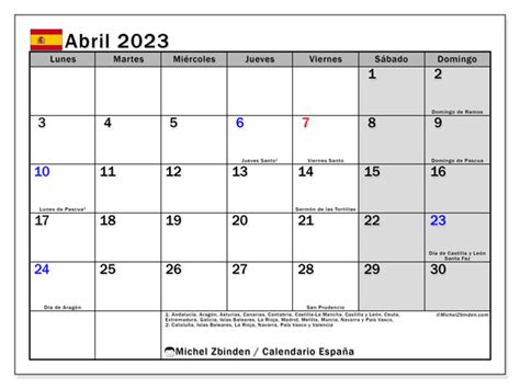 Calendario Abril 2023 Con Festivos 2023 Imagesee