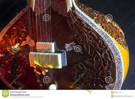 Sitar A String Traditional Indian Musical Instrument Stock Image