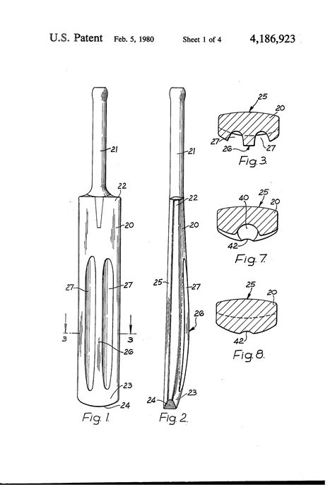 The blade has a maximum width of 108 millimetres (4.25 inches) and the whole bat has a maximum length of 965 millimetres (38 inches). Patent US4186923 - Cricket bat - Google Patents