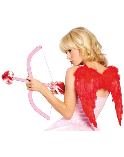 Cupid Kit Red Feather Wings Bow And Arrow Costume Accessory Set