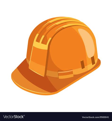 Orange Construction Helmet Icon Cartoon Style Vector Image