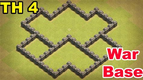 War Base Build Town Hall 4 Clash Of Clans Coc Th4 Youtube