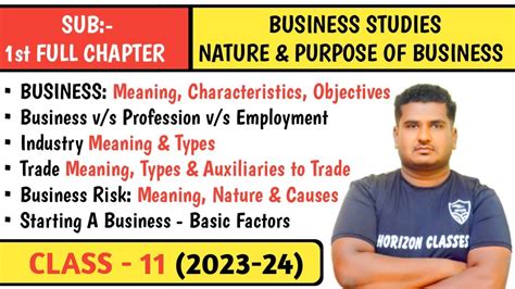 1st Full Chapter Nature And Purpose Of Business For Class 11