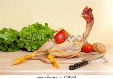 Raw Nude Chicken Lying On Cutting Stock Photo Edit Now