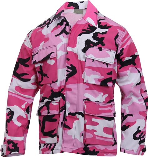 Mens Pink Camouflage Military Bdu Shirt Tactical Uniform Army Coat