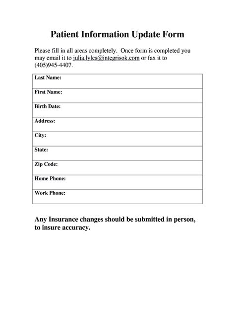 Patient Information Update Form Fill Online Printable Fillable