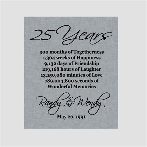 25th Anniversary Print Silver Anniversary T Parents Etsy