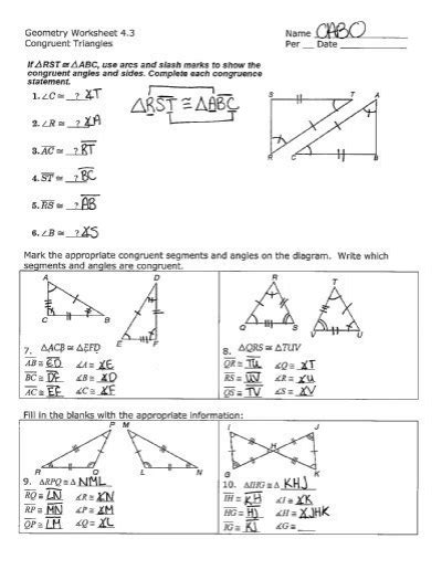 There are five ways to find if two triangles are congruent: 42 Doc Triangle Congruence Worksheet Pdf | Free Worksheets ...