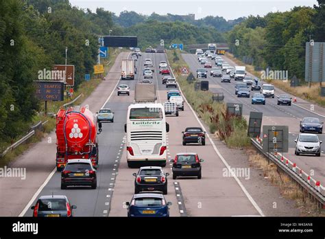Ashford Kent Uk 19 Jul 2019 Traffic On The M20 Motorway Heading South Towards Dover As The