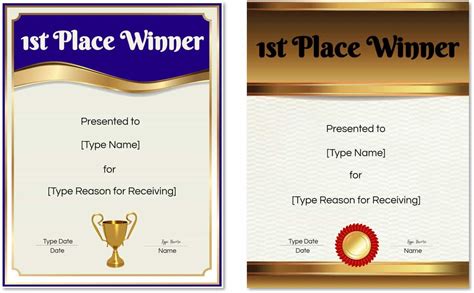 First Place Certificate Template Free