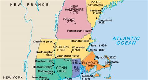Boston Massachusetts Map 13 Colonies