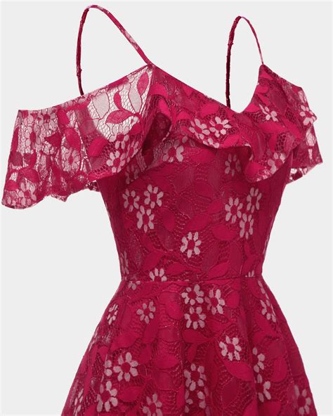 Fashion Burgundy Lace Dress A Line Women Bridesmaid Party Gowns Soft